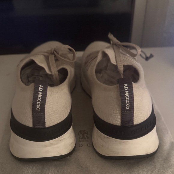 Brunello Cucinelli Light Tan Knit Sneakers - Picture 2 of 11